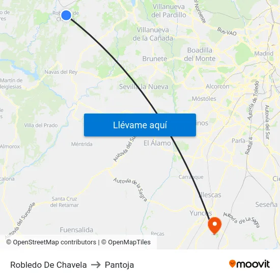Robledo De Chavela to Pantoja map