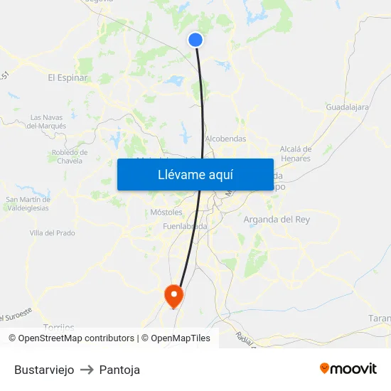 Bustarviejo to Pantoja map