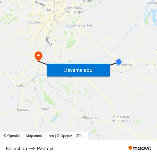 Belinchón to Pantoja map