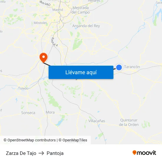 Zarza De Tajo to Pantoja map