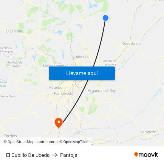El Cubillo De Uceda to Pantoja map