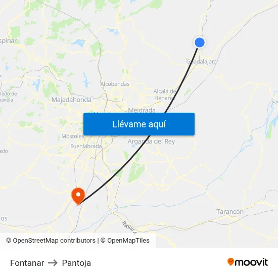 Fontanar to Pantoja map