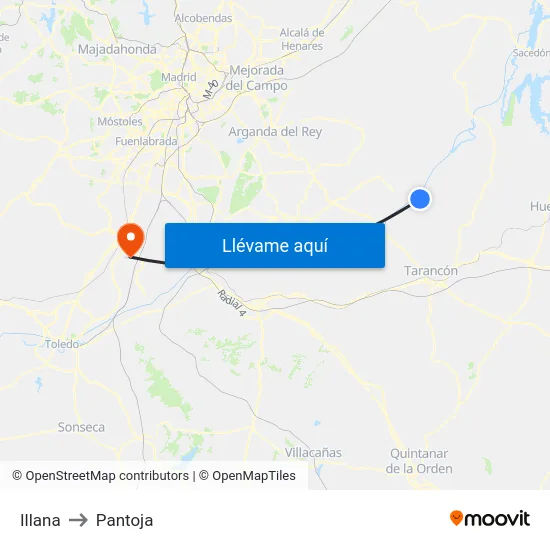 Illana to Pantoja map