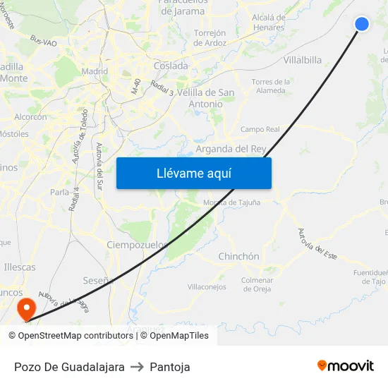 Pozo De Guadalajara to Pantoja map