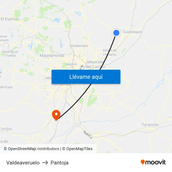 Valdeaveruelo to Pantoja map