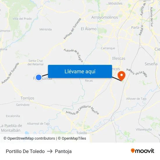 Portillo De Toledo to Pantoja map