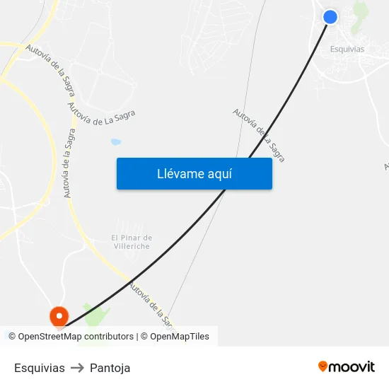 Esquivias to Pantoja map