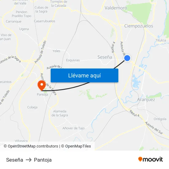 Seseña to Pantoja map