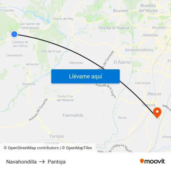 Navahondilla to Pantoja map