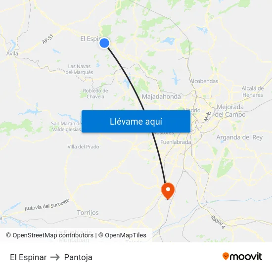 El Espinar to Pantoja map