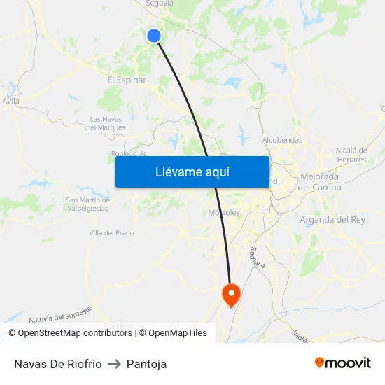 Navas De Riofrío to Pantoja map