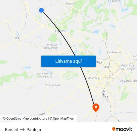 Bercial to Pantoja map