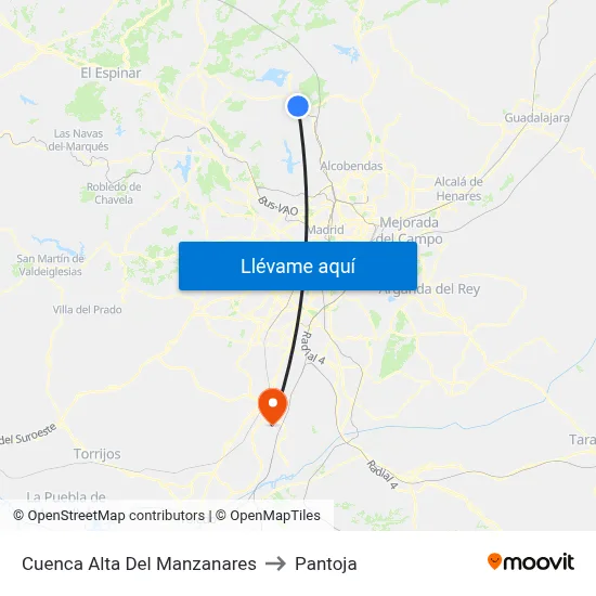 Cuenca Alta Del Manzanares to Pantoja map