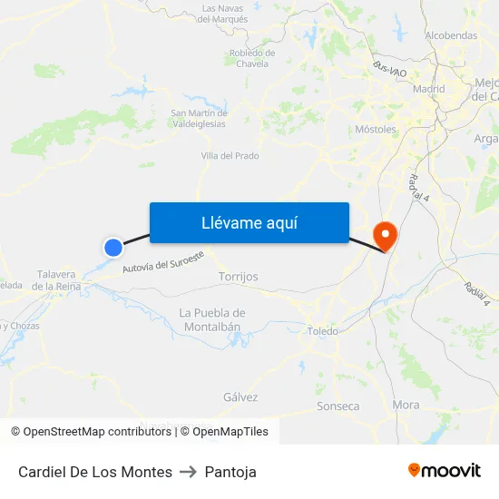 Cardiel De Los Montes to Pantoja map