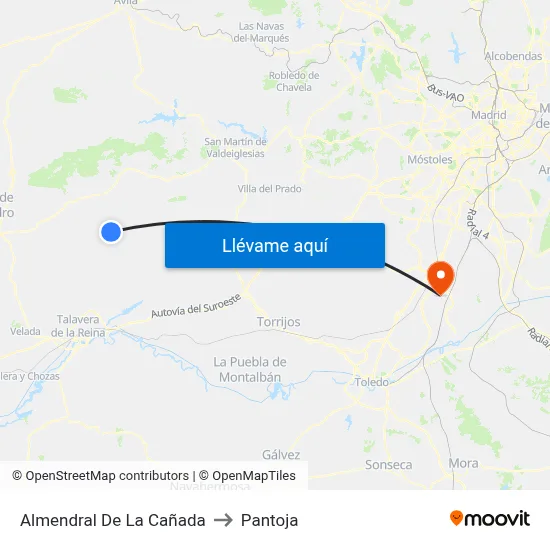 Almendral De La Cañada to Pantoja map