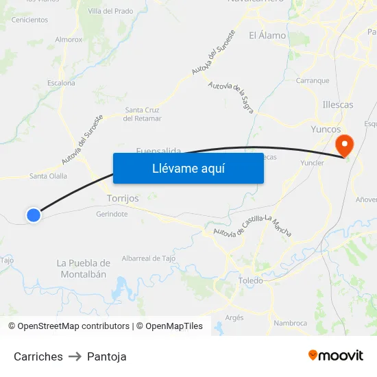 Carriches to Pantoja map