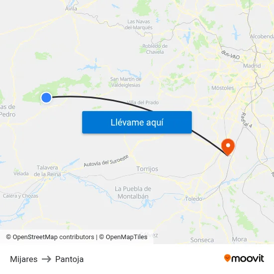Mijares to Pantoja map
