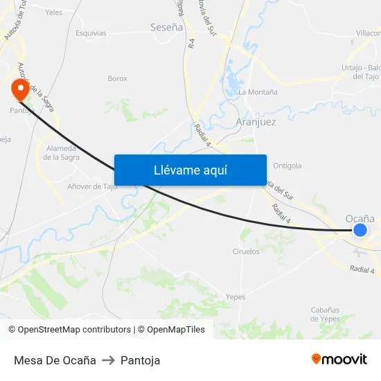 Mesa De Ocaña to Pantoja map
