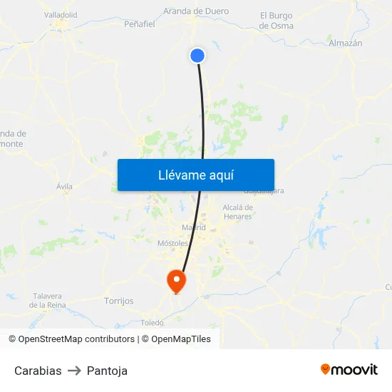 Carabias to Pantoja map