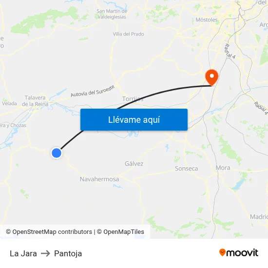La Jara to Pantoja map