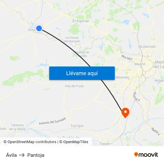 Ávila to Pantoja map