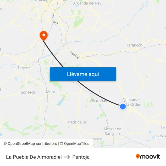 La Puebla De Almoradiel to Pantoja map