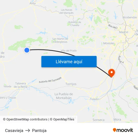 Casavieja to Pantoja map