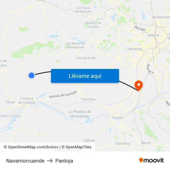 Navamorcuende to Pantoja map