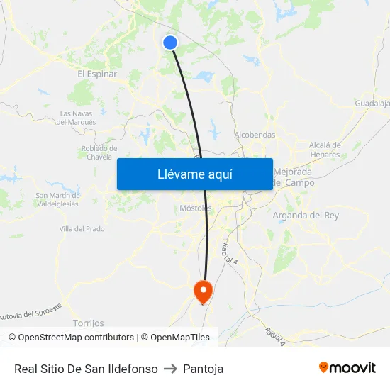 Real Sitio De San Ildefonso to Pantoja map