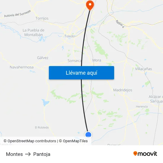Montes to Pantoja map
