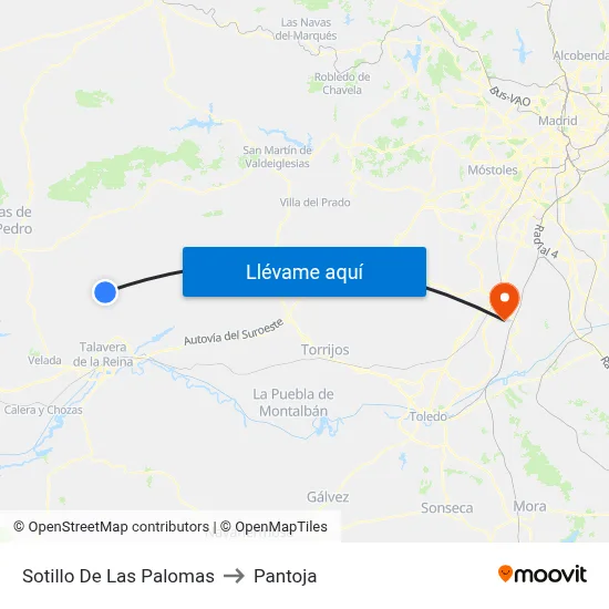 Sotillo De Las Palomas to Pantoja map