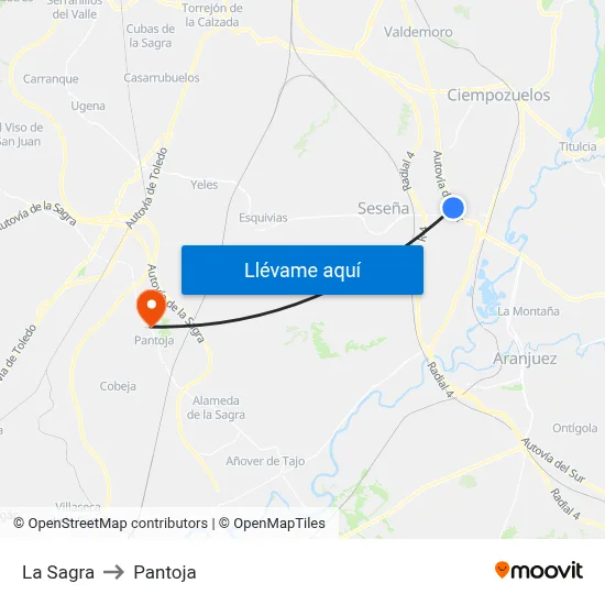 La Sagra to Pantoja map