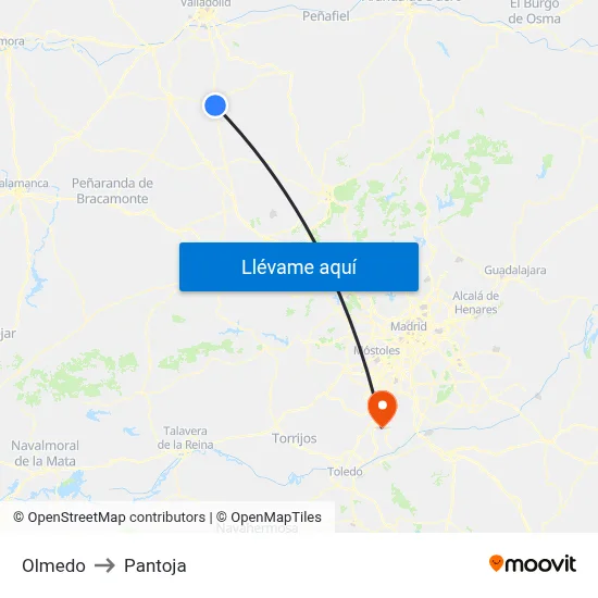 Olmedo to Pantoja map