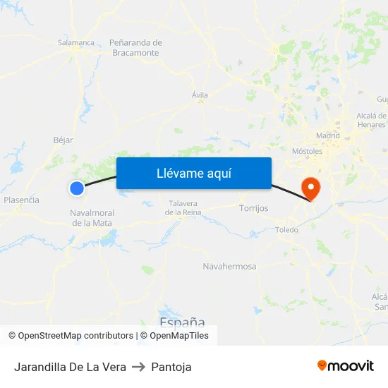 Jarandilla De La Vera to Pantoja map