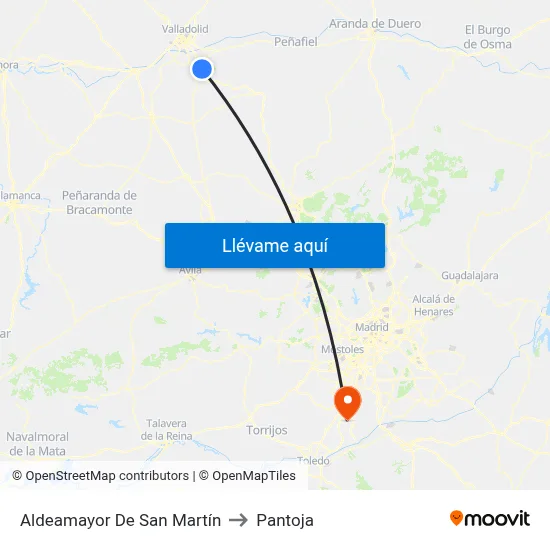 Aldeamayor De San Martín to Pantoja map
