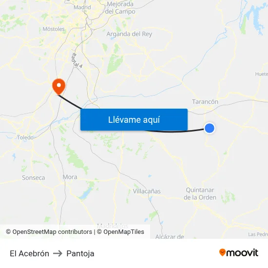 El Acebrón to Pantoja map