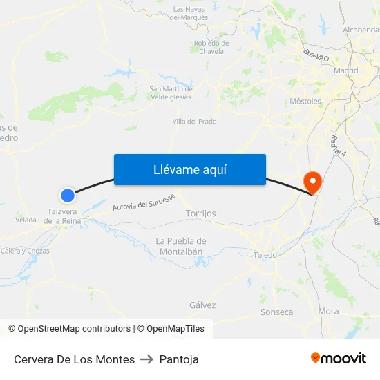 Cervera De Los Montes to Pantoja map