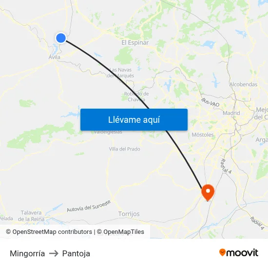 Mingorría to Pantoja map