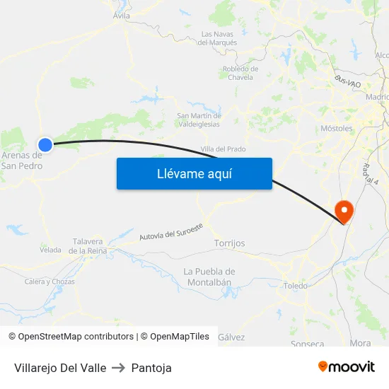 Villarejo Del Valle to Pantoja map