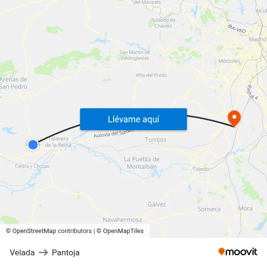 Velada to Pantoja map