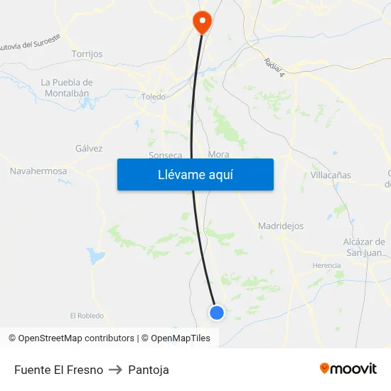 Fuente El Fresno to Pantoja map
