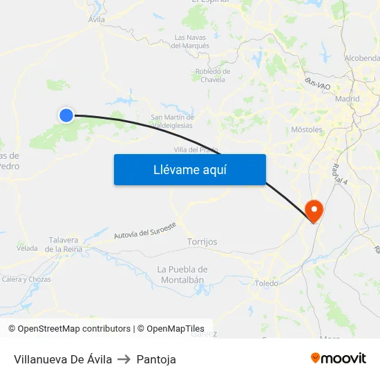 Villanueva De Ávila to Pantoja map