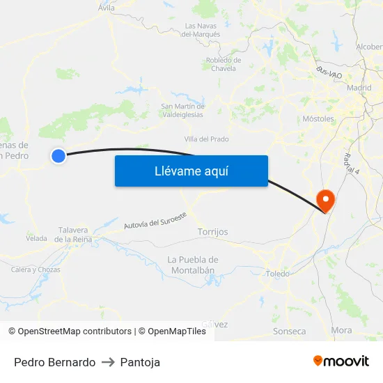 Pedro Bernardo to Pantoja map