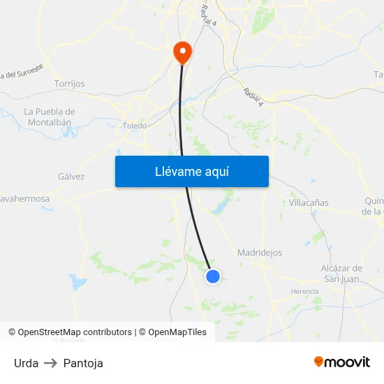 Urda to Pantoja map