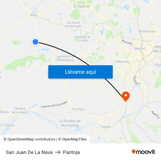 San Juan De La Nava to Pantoja map