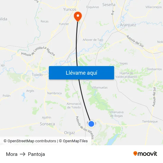 Mora to Pantoja map
