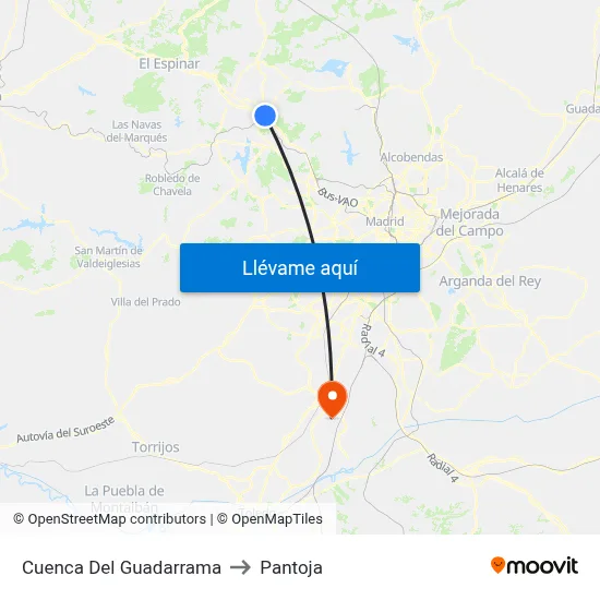Cuenca Del Guadarrama to Pantoja map
