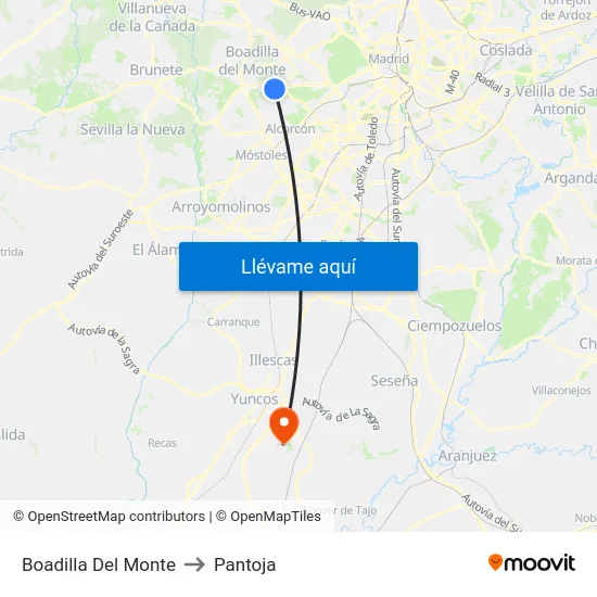 Boadilla Del Monte to Pantoja map