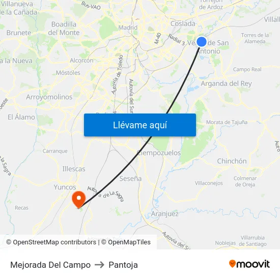 Mejorada Del Campo to Pantoja map