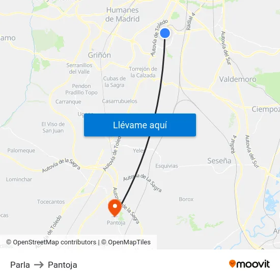 Parla to Pantoja map